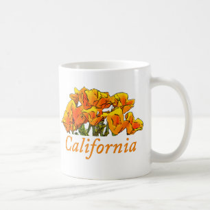 Caneca De Café Estilizado texto "California Poppy Art", "Californ