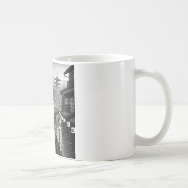 Caneca De Café Estilo 90s Estilo Preto e Branco Japão (Direita)