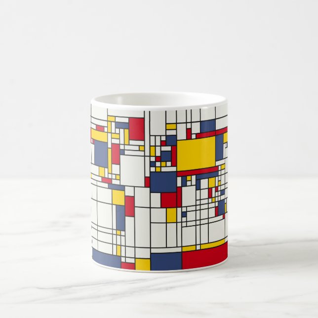 Caneca De Café Estilo abstrato de Mondrian do mapa do mundo (Centro)