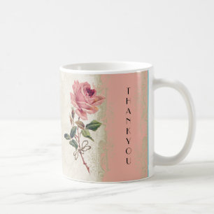 Caneca De Café Estilo Barroco Vintage Rosa Salmão em Cream Lace