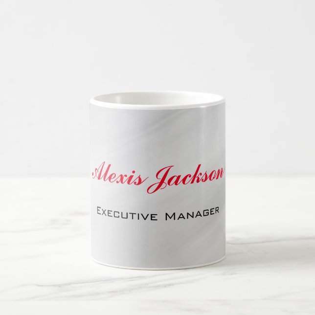 Caneca De Café Estilo Contemporâneo Moderno Elegante Cinza Vermel (Centro)