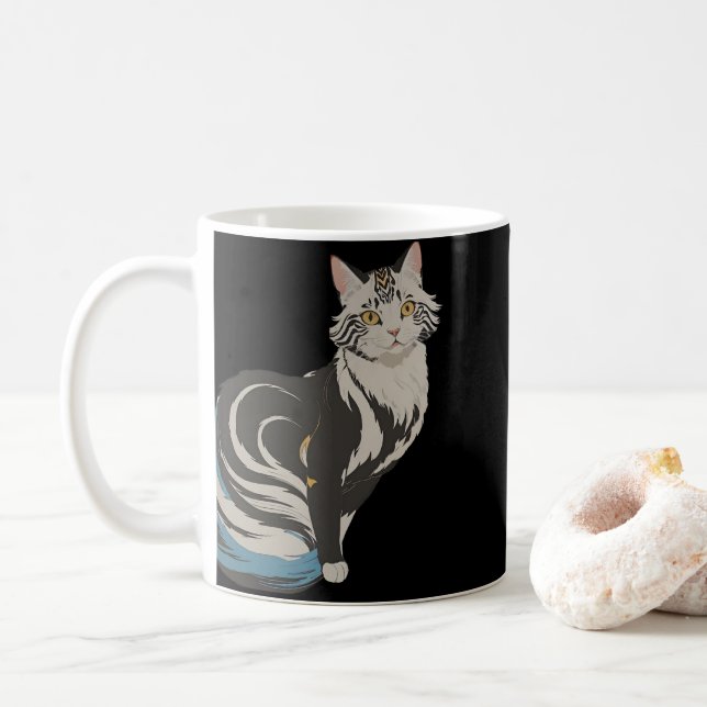 Caneca De Café Estilo de Animação de Cat (Com Donut)
