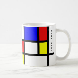Caneca De Café Estilo de Arte Piet Mondrian Moderno Brin Adiciona