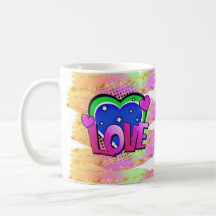 Caneca De Café Estilo de banda desenhada Pop Arte Retroativa Verd