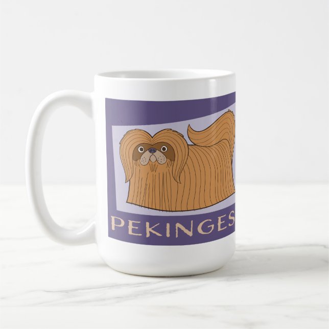 Caneca De Café Estilo de Cartoon Adorável Cão Pekingese (Esquerda)