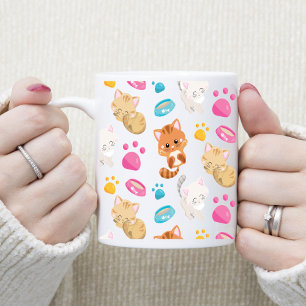 Caneca De Café Estilo de Cartoon Multicolorido Adorável Cats Impr