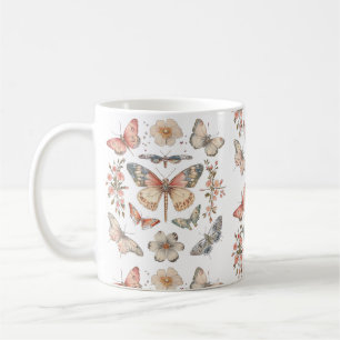 Caneca De Café Estilo de Cottagecore Borboletas Mãos