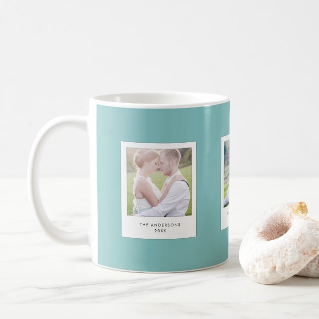 Caneca De Café Estilo de Foto Instantânea de Casamento de Cores E (Com Donut)