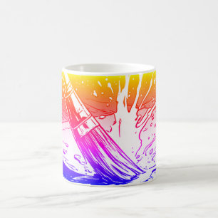 Caneca De Café Estilo de Gráfico Colorido Pincel Mancha de Tinta