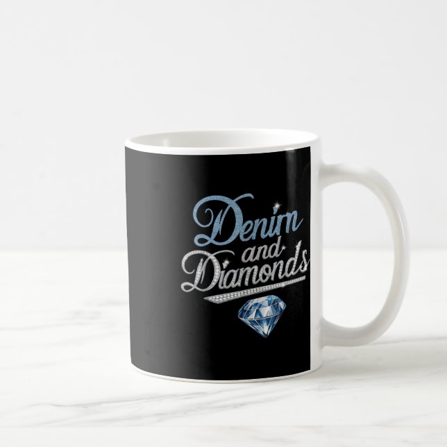 Caneca De Café Estilo de Moda Trendy de Denim e Diamantes (Direita)