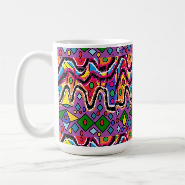 Caneca De Café Estilo de pintura Hippy Retro (Esquerda)