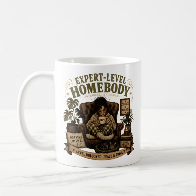 Caneca De Café Estilo de Vida de Introvertido Aconchegante (Esquerda)