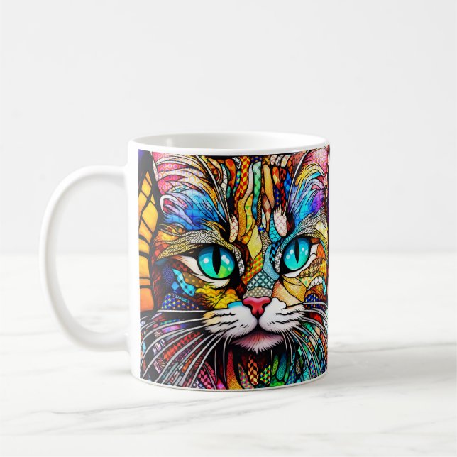 Caneca De Café Estilo de vidro manchado Cat 710 (Esquerda)