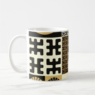 Caneca De Café estilo japonês, padrões sem costura de ouro preto.