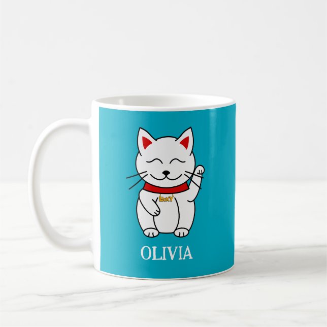 Caneca De Café Estilo Kawaii de Gato Feliz (Esquerda)