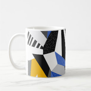 Caneca De Café Estilo Memphis: Colagem Geométrica Criativa.