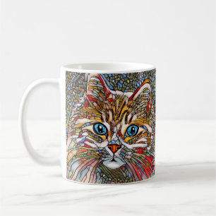 Caneca De Café Estilo Mosaico Multicolorido Cat 699 arte digital