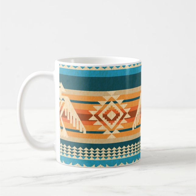 Caneca De Café Estilo Navajo abstrato com padrão uniforme com águ (Esquerda)