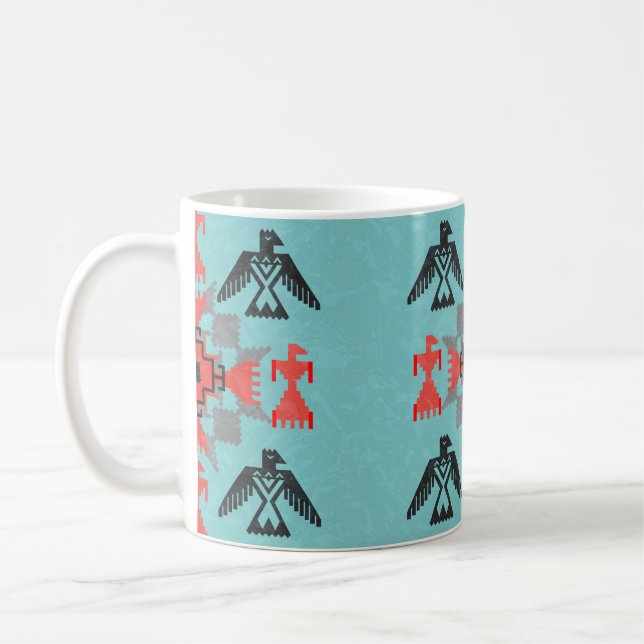 Caneca De Café Estilo Navajo, ornamento étnico com aves e abstra (Esquerda)
