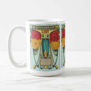 Caneca De Café Estilo Novembro Art Nouveau com mães, topaz amarel