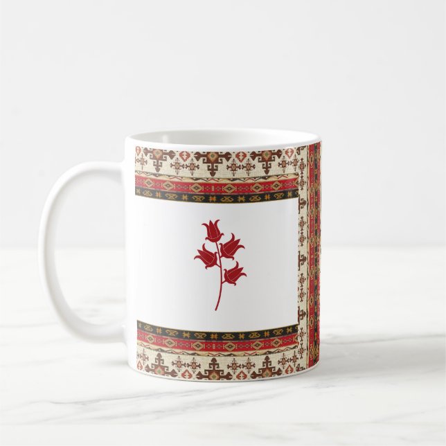 Caneca De Café Estilo Oriental turco Vermelho e Castanho com Tuli (Esquerda)