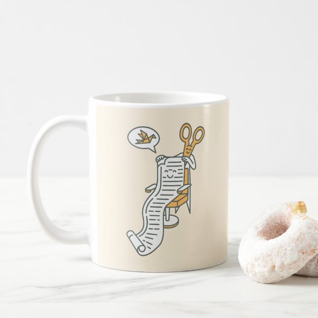 Caneca De Café Estilo Origami, Por Favor (Com Donut)