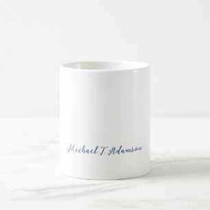 Caneca De Café Estilo Retro Elegante Nome Simples Branco Caligraf