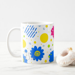 Caneca De Café Estilo Retro Memphis dos Anos 90 Arte Pop Floral