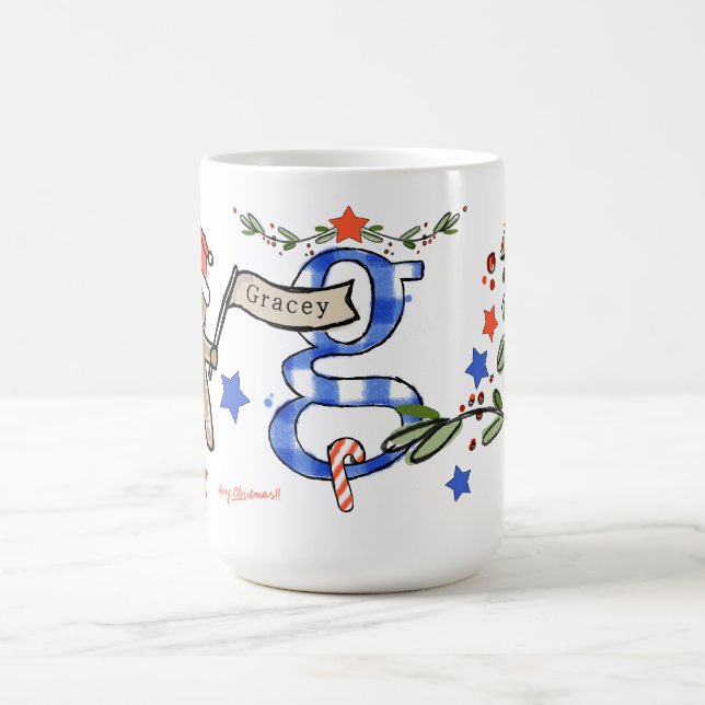 Caneca De Café Estilo Retro Monograma de Natal Bastante G Com Nom (Centro)