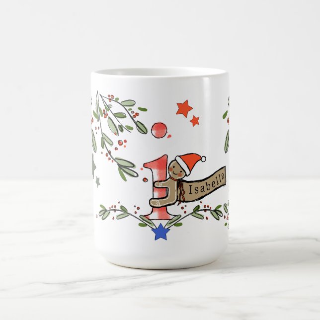 Caneca De Café Estilo Retro Monograma de Natal Bonito I Com Nome (Centro)