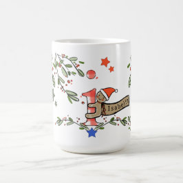 Caneca De Café Estilo Retro Monograma de Natal Bonito I Com Nome