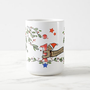 Caneca De Café Estilo Retro Monograma de Natal Bonito I Com Nome