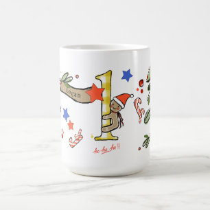 Caneca De Café Estilo Retro Monograma de Natal Bonito L com Nome
