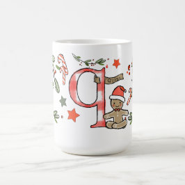 Caneca De Café Estilo Retro Monograma de Natal Bonito Q com Nome