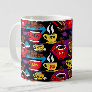 Caneca De Café Estilo retro-pop art legal com iniciais personaliz