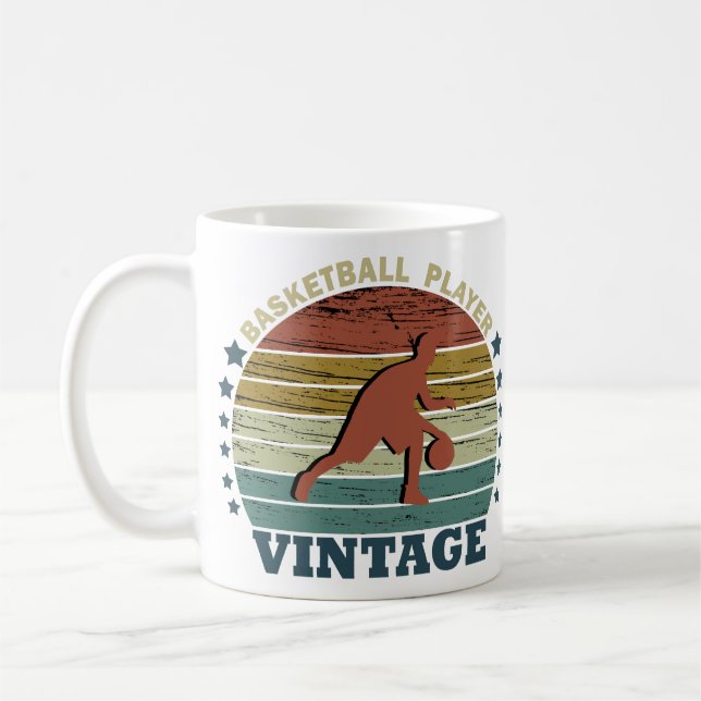 Caneca De Café estilo retrógrado do jogador de basquetebol (Esquerda)
