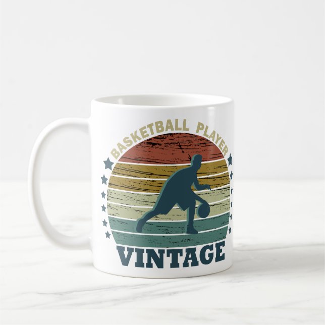 Caneca De Café estilo retrógrado do jogador de basquetebol (Esquerda)