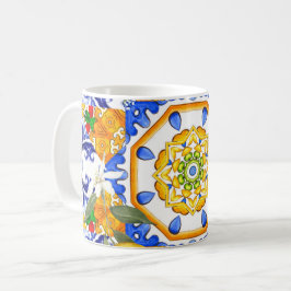 Caneca De Café Estilo siciliano,limões,majolica