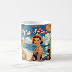 Caneca De Café Estilo Vintage Cote D'Azur Beach Girl