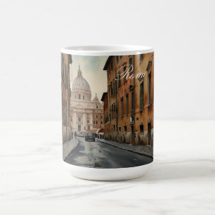 Caneca De Café Estilo Vintage Roma Viagem Italiana Aquarela