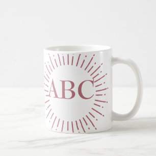 Caneca De Café Estilo Vintage Rosa Dourado Sunburst Monograma Per