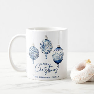 Caneca De Café Estilos Nórdicos Azuis Modernos Ornados Feliz Nata