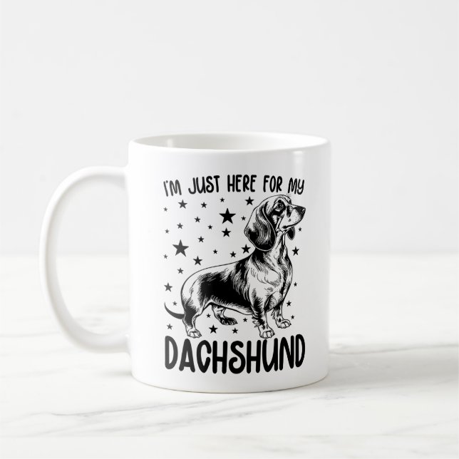 Caneca De Café Estou Aqui Só Pelo Meu Dachshund Engraçado Cachorr (Esquerda)