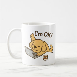 Caneca De Café Estou bem! cachorro trabalhando no laptop