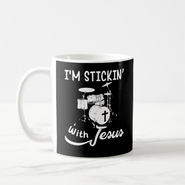 Caneca De Café Estou com Jesus Christian Drummer (Esquerda)