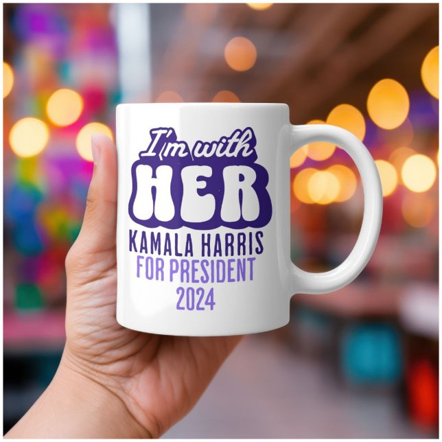 Caneca De Café Estou com o texto dela para Kamala Harris para o P (Criador carregado)