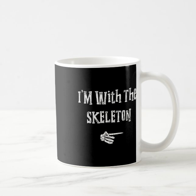 Caneca De Café Estou com Skeleton Halloween Casais engraçados (Direita)
