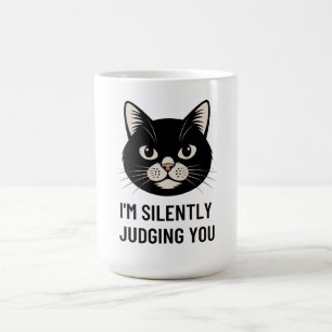 Caneca De Café Estou Julgando Você Silenciosamente Gato Preto Eng