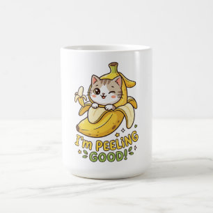 Caneca De Café Estou Me Sentindo Bem - Piada Divertida de Gato Ba