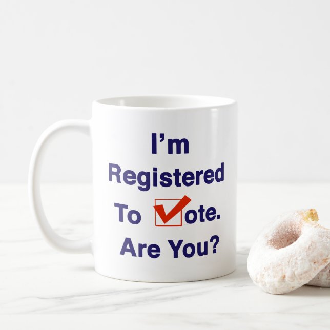 Caneca De Café Estou registrado para a votação de 2026 (Com Donut)